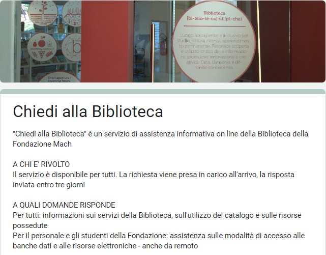 Image: Chiedi alla Biblioteca - MODULO ONLINE 